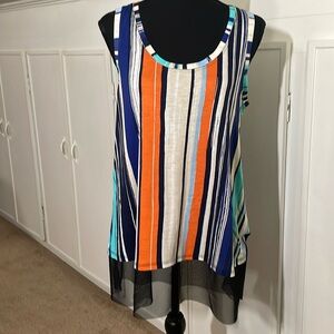 JENNIFER LOPEZ Multi Colored Striped Sleeveless Blouse